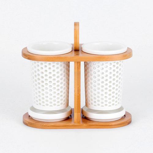 厂家直销批发竹架镂空沥水陶瓷筷子筒单双筒三筒家居用品